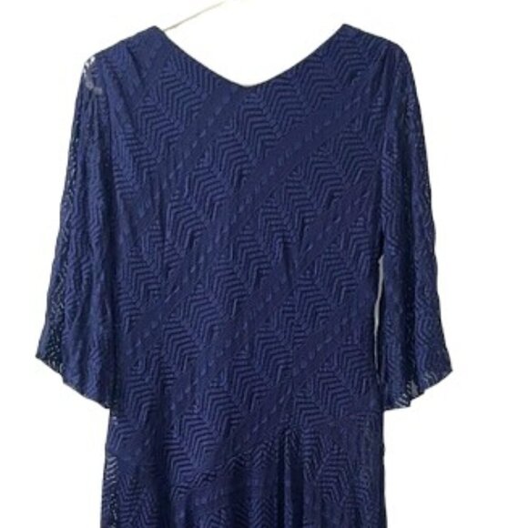 Rabbit Rabbit Rabbit Women's Navy Blue Lace Dress Elbow Length Sleeves Size 12 - Picture 10 of 12